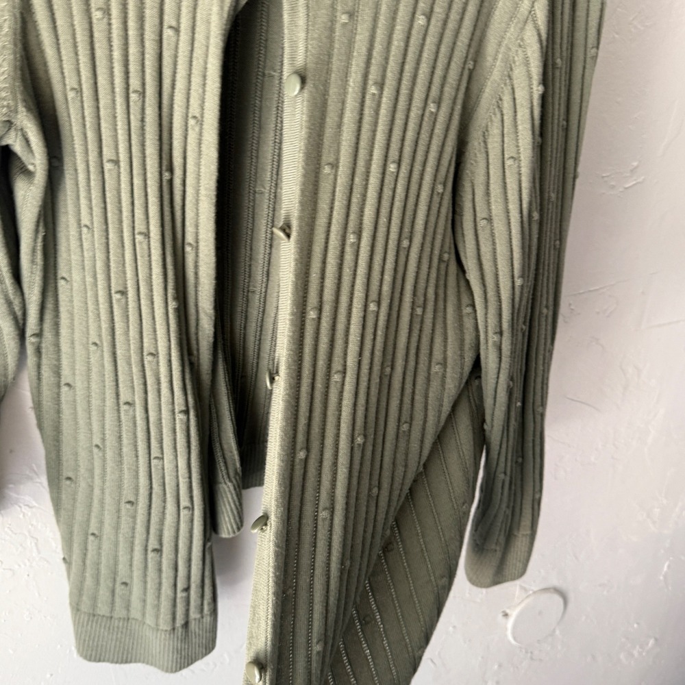 Christopher & Banks Y2k Green Cardigan Ribbed Knit Button Down Preppy Academia L - Picture 4 of 10